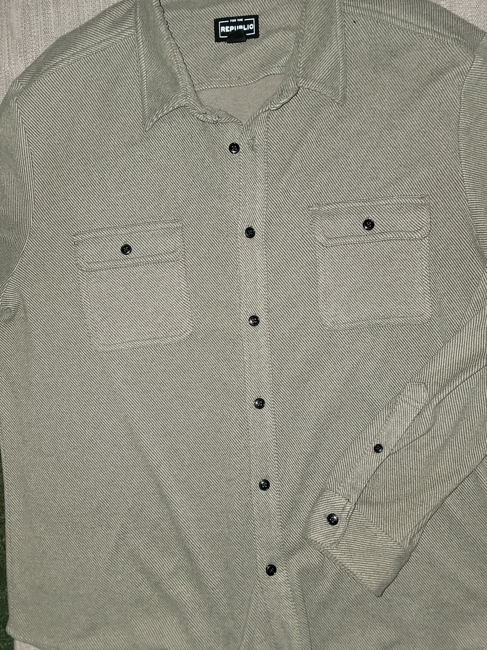 For The Republic Men’s Olive Green Striped Shirt